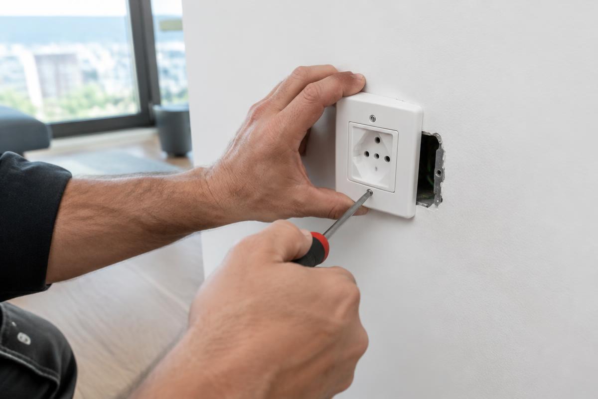 Montage einer Schweizer Steckdose Typ 13 in einer Wohnung